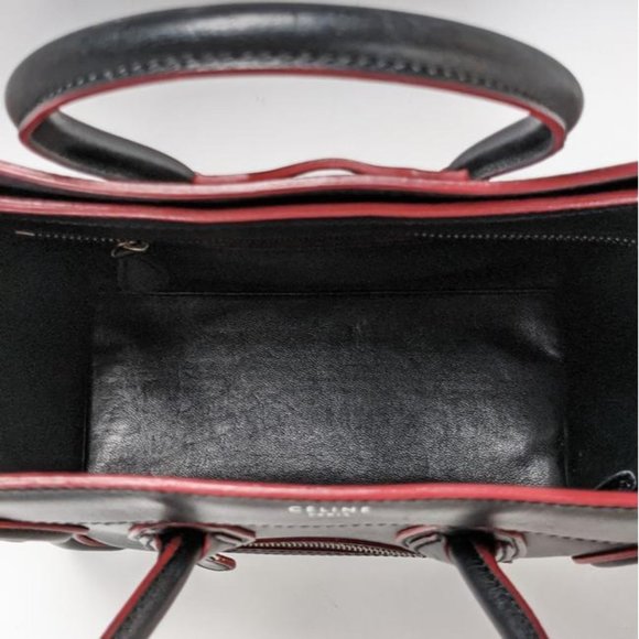 SOLD Celine Luggage Micro Black Red Calfskin Leather Tote - Picture 4 of 7
